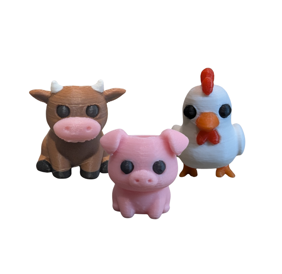 3D Printed Barnyard Hoodie Charm 3-Pack | Chicken, Pig & Cow Hoodie String Accessories | HoodyModz